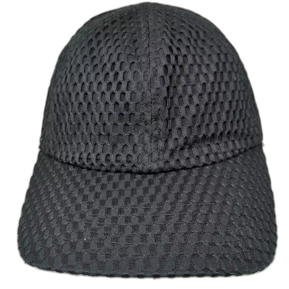 Athleta Black Mesh Baseball Cap Adjustable Strapback Hat OS Breathable Sport